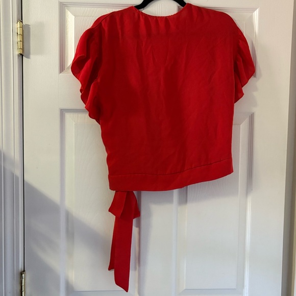 Vintage Ruffled Red Wrap Top - Picture 2 of 5